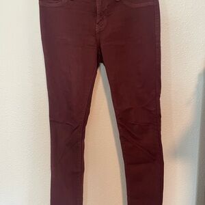 Just Black Red Skinny Jeans with Distressed Knees